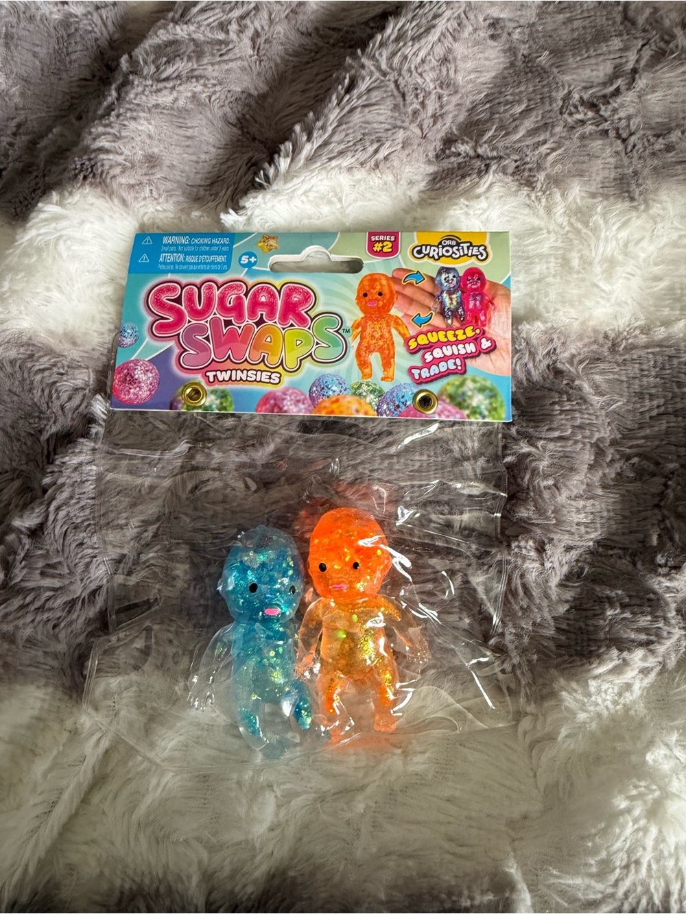 Sugar Swap Twinsies Squishy Kids Toy - Orange & Blue Glitter Squishable Figures